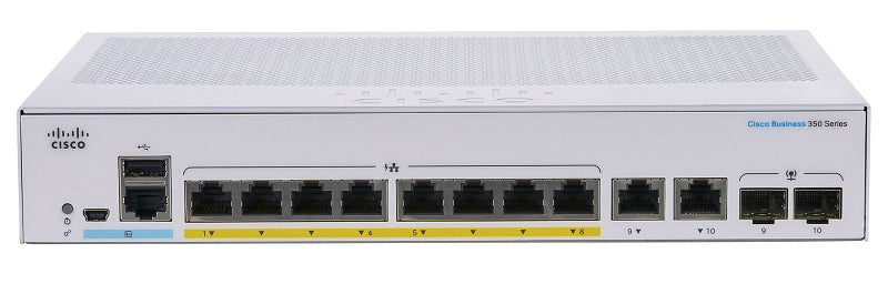 (NEW VENDOR) Cisco Business 8-GE | 2 x1G RJ45 / SFP Combo | PoE+ (60W) Smart Switch (CBS350-8P-E-2G)