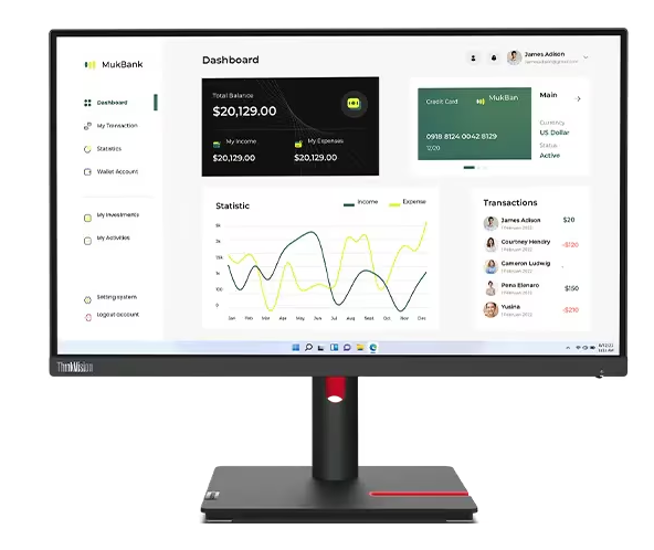 (<tc>NOUVELLE</tc>) Écran IPS sans bordure Lenovo ThinkVision T23i-30 23 pouces, 1 000 : 1, 4 à 6 ms, 1 920 x 1 080, 250 nits, 72 % sRGB, VGA + DP + HDMI, inclinaison/pivotement/levage/pivotement, concentrateur USB, TCO 9.0, ES, EPEAT Gold|PN : 63B2MAR6WW