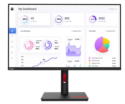 (<tc>새로운</tc>) Lenovo ThinkVision T32p-30, 31.5&quot; 테두리 없는 IPS 디스플레이, 1000:1, 4-6ms, 3840x2160, 350nits, 99%sRGB, 2*HDMI+DP+USB-C, 틸트/스위블/리프트/피벗, USB 허브, 이더넷, TCO 디스플레이 9.0, ES, EPEAT Gold|Pn:63D2GAR1WW