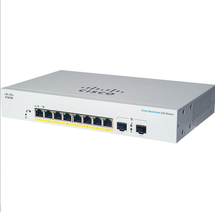 （<tc>全新行货</tc>) Cisco CBS220 8 端口千兆位 (PoE+ 130W) + 2 端口千兆位 SFP 上行链路智能交换机 CBS220-8FP-E-2G-UK