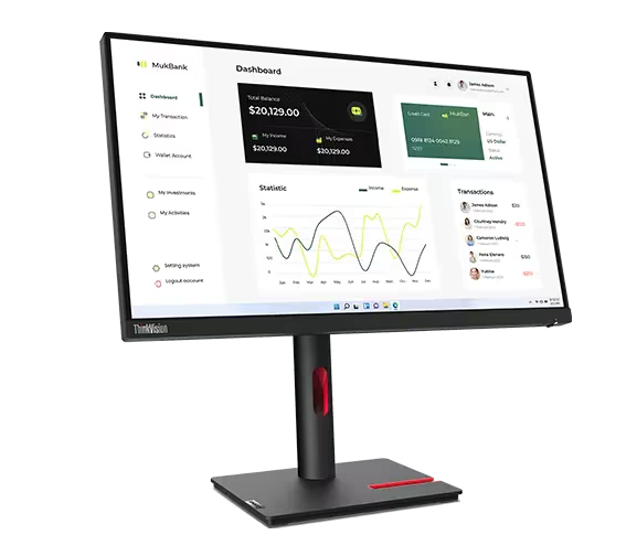 (New Vendor) Lenovo ThinkVision T23i-30 23" Borderless IPS Display, 1000:1, 4-6ms, 1920x1080, 250nits, 72% sRGB, VGA+DP+HDMI, Tilt / Swivel / Lift / Pivot, USB Hub, TCO 9.0, ES, EPEAT Gold|PN:63B2MAR6WW