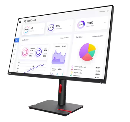 (<tc>NEU</tc>) Lenovo ThinkVision T32p-30, 31,5&quot; randloses IPS-Display, 1000:1, 4–6 ms, 3840 x 2160, 350 nits, 99 % sRGB, 2 * HDMI+DP+USB-C, Neigen/Schwenkbar/Heben/Drehen, USB-Hub, Ethernet, TCO Display 9.0, ES, EPEAT Gold|Pn:63D2GAR1WW