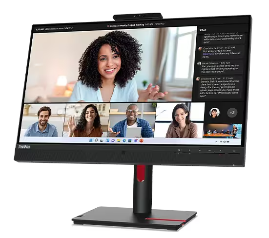 （<tc>新しい</tc>) Lenovo ThinkVision T24mv-30 23.8 インチ ボーダーレス IPS ディスプレイ、1000:1、4-6 ミリ秒、1920x1080、250 ニット、99% sRGB、DP+HDMI+USB-C、チルト/スイベル/リフト/ピボット、イーサネット、USB ハブ、統合カメラ/マイク/スピーカー、TCO 9.0、ES、EPEAT Gold|PN:63D7UAR3WW