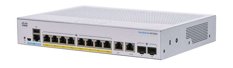 (NEW VENDOR) Cisco Business 8-GE | 2 x1G RJ45 / SFP Combo Smart Switch (CBS250-8P-E-2G)