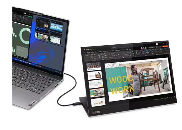 (New Vendor) Lenovo ThinkVision M14d 14" Portable IPS Display, 1500:1, 6-8ms, 2240x1440, 300 nits, 100% sRGB, USB-C*2, Tilt & Height Adjust Stand, ES, EPEAT Silver, 600g|PN:63AAUAR6WW