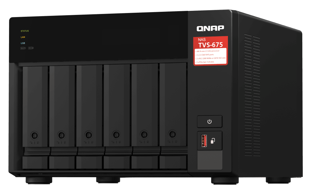 (NEW VENDOR) QNAP TVS-675-8G 6-Bay NAS | ZhaoXin KX-U6580 8-core 2.5GHz processor - C2 Computer