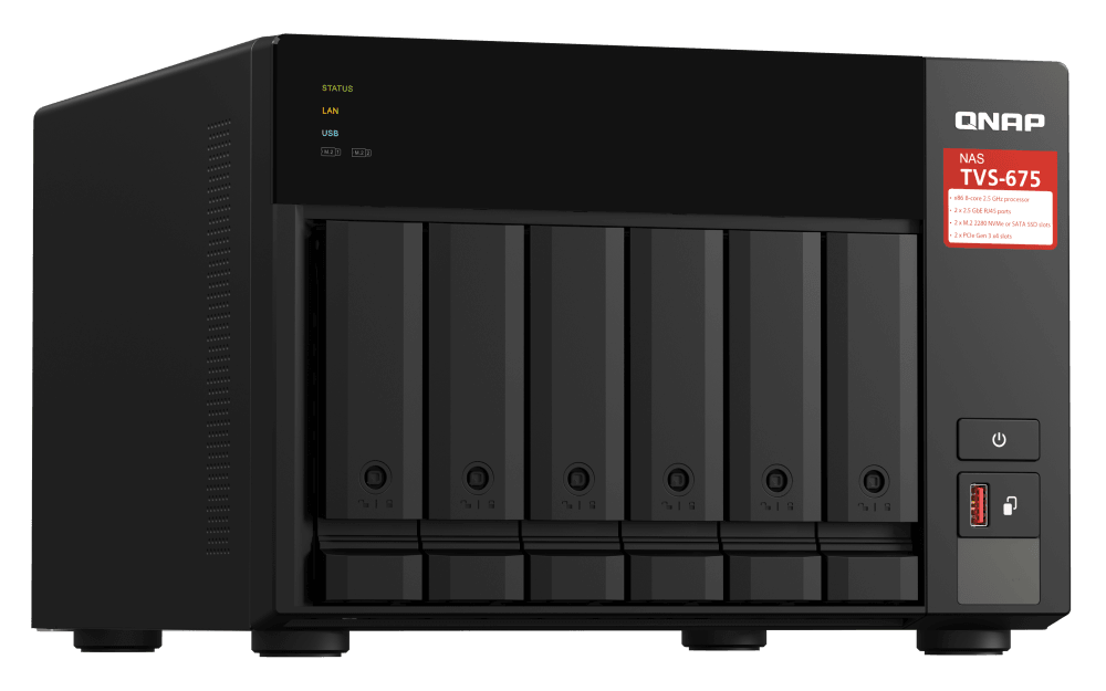 (NEW VENDOR) QNAP TVS-675-8G 6-Bay NAS | ZhaoXin KX-U6580 8-core 2.5GHz processor - C2 Computer