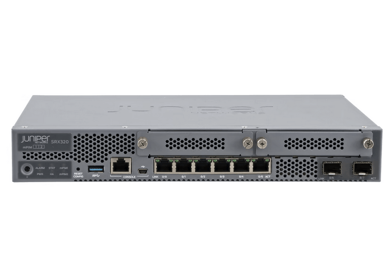 (USED) JUNIPER SRX320-SYS-JE/SRX320-SYS-JB 1Gbps 6x 1GB RJ-45 2x SFP Gateway - C2 Computer