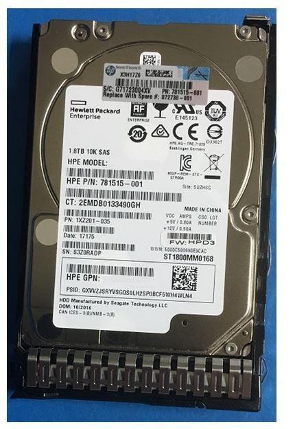 (NEW PARALLEL) HPE 872738-001 1.8TB 2.5 INCH SAS-12GBPS 12GBPS 10000RPM 硬碟 - C2 Computer