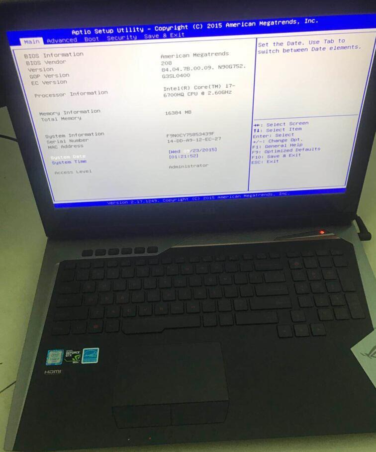 (USED) ASUS G752V i7-6700H 4G NA 500G GTX 960 2G 17inch 1920×1080 Gaming Laptop 90% - C2 Computer