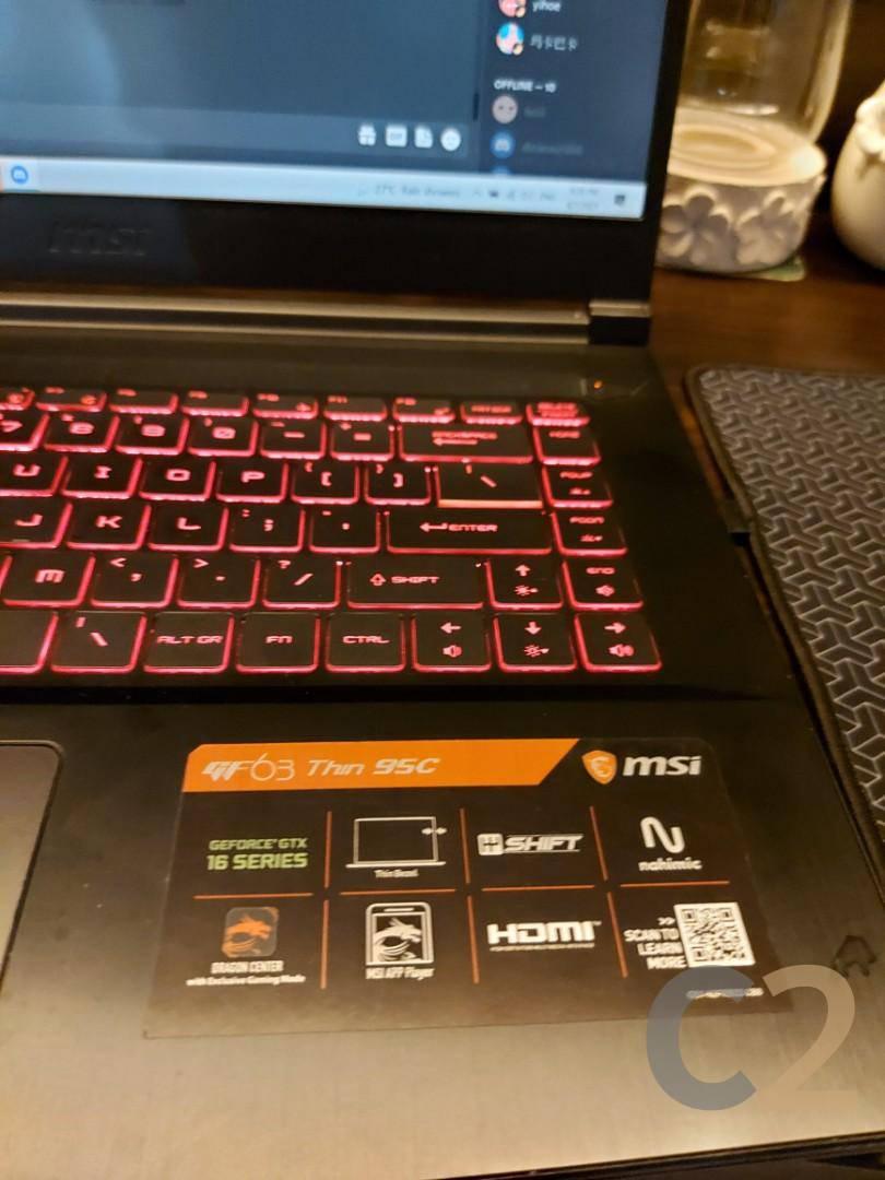 (USED) MSI GF63 9RCX i5-9300H 4G 128-SSD NA GTX 1050 Ti 4GB 15.6inch 1920x1080 Gaming Laptop 95% - C2 Computer